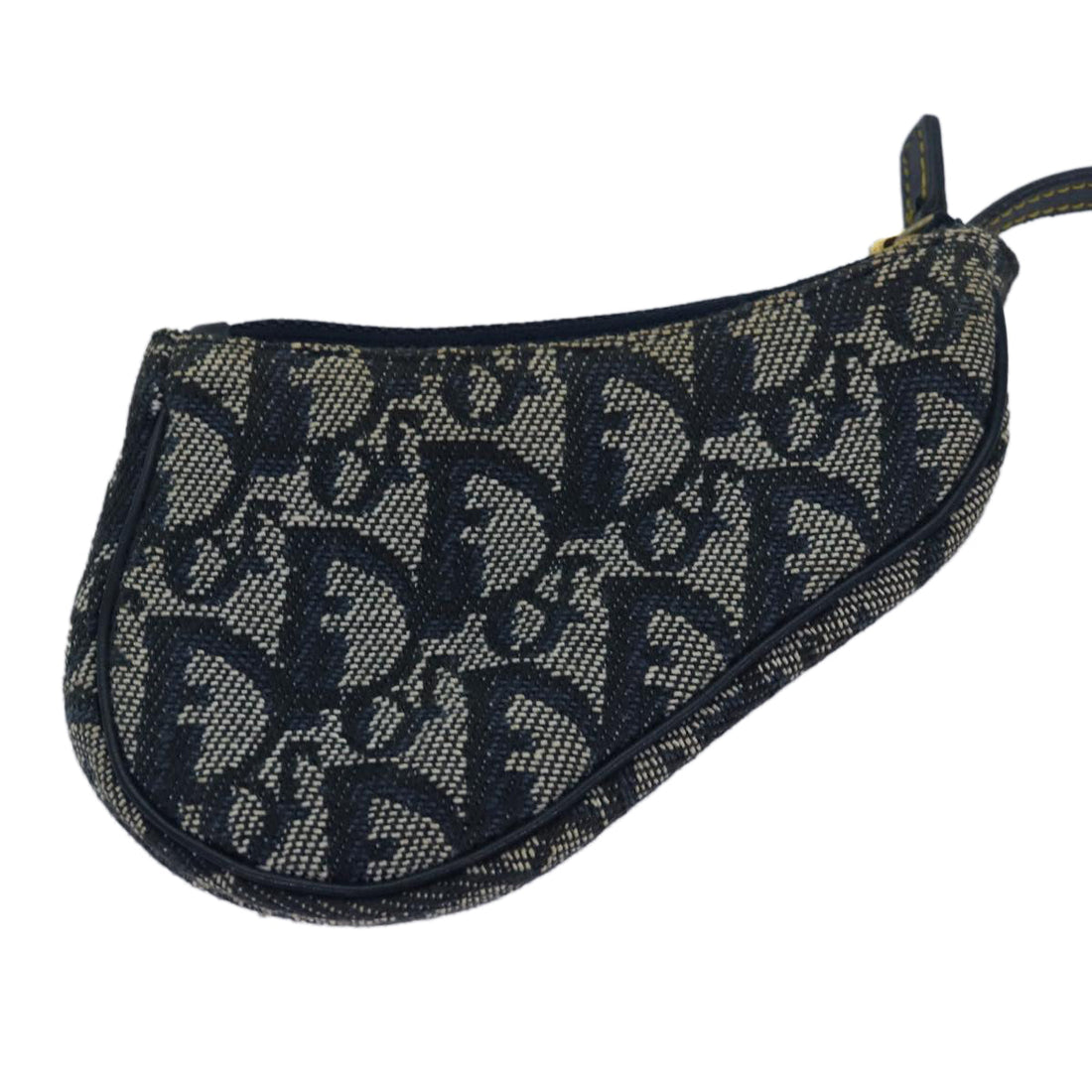 CHRISTIAN Top quality Dior Trotter Canvas SaddleCoin Purse Coin Purse Blue Auth 84076