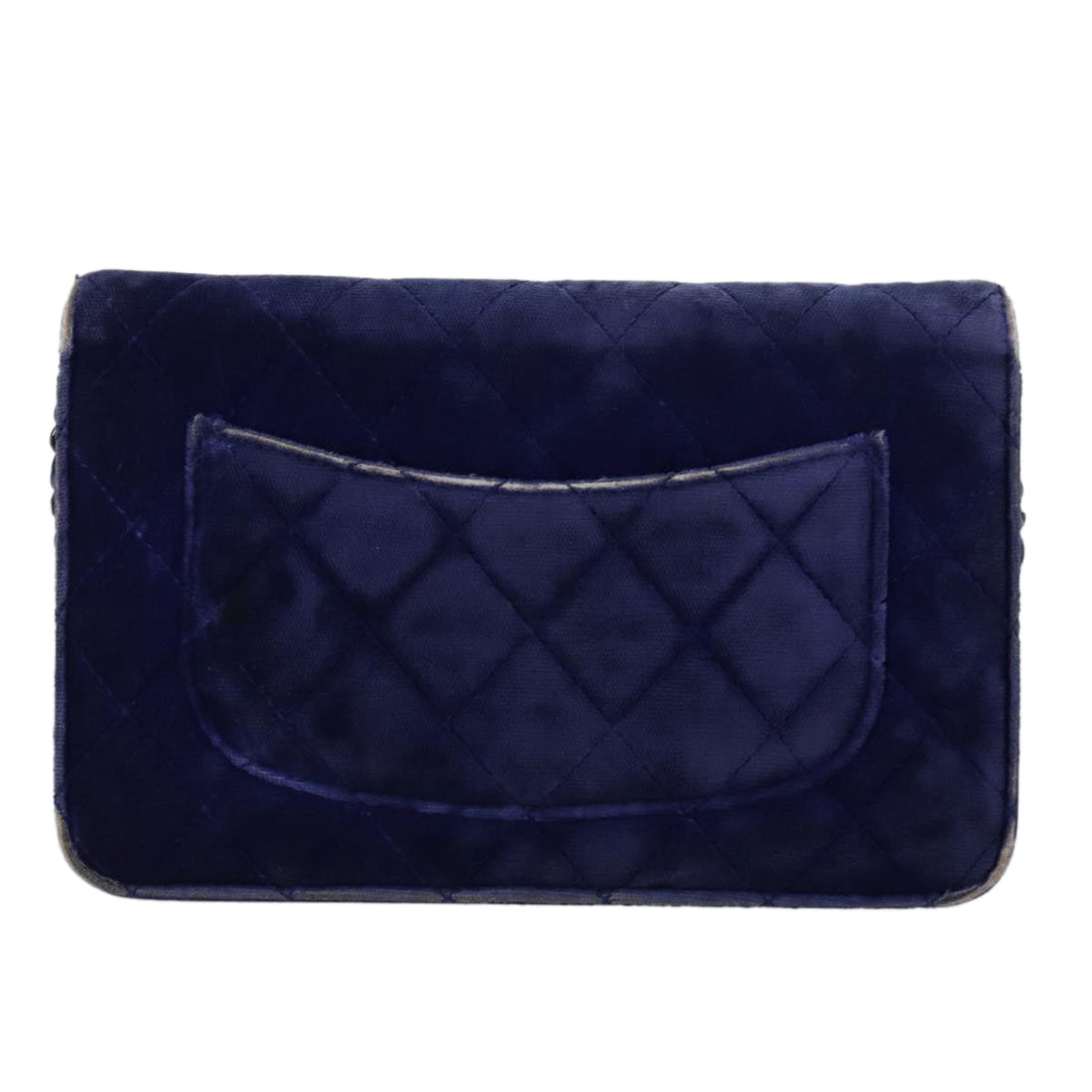 Top Quality Chanel Chain Shoulder Bag Moquette Navy CC Auth 84139