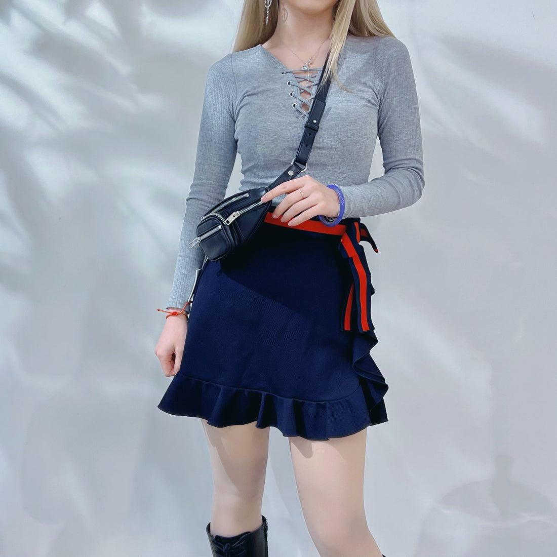 Gucci red and black bow A-line skirt