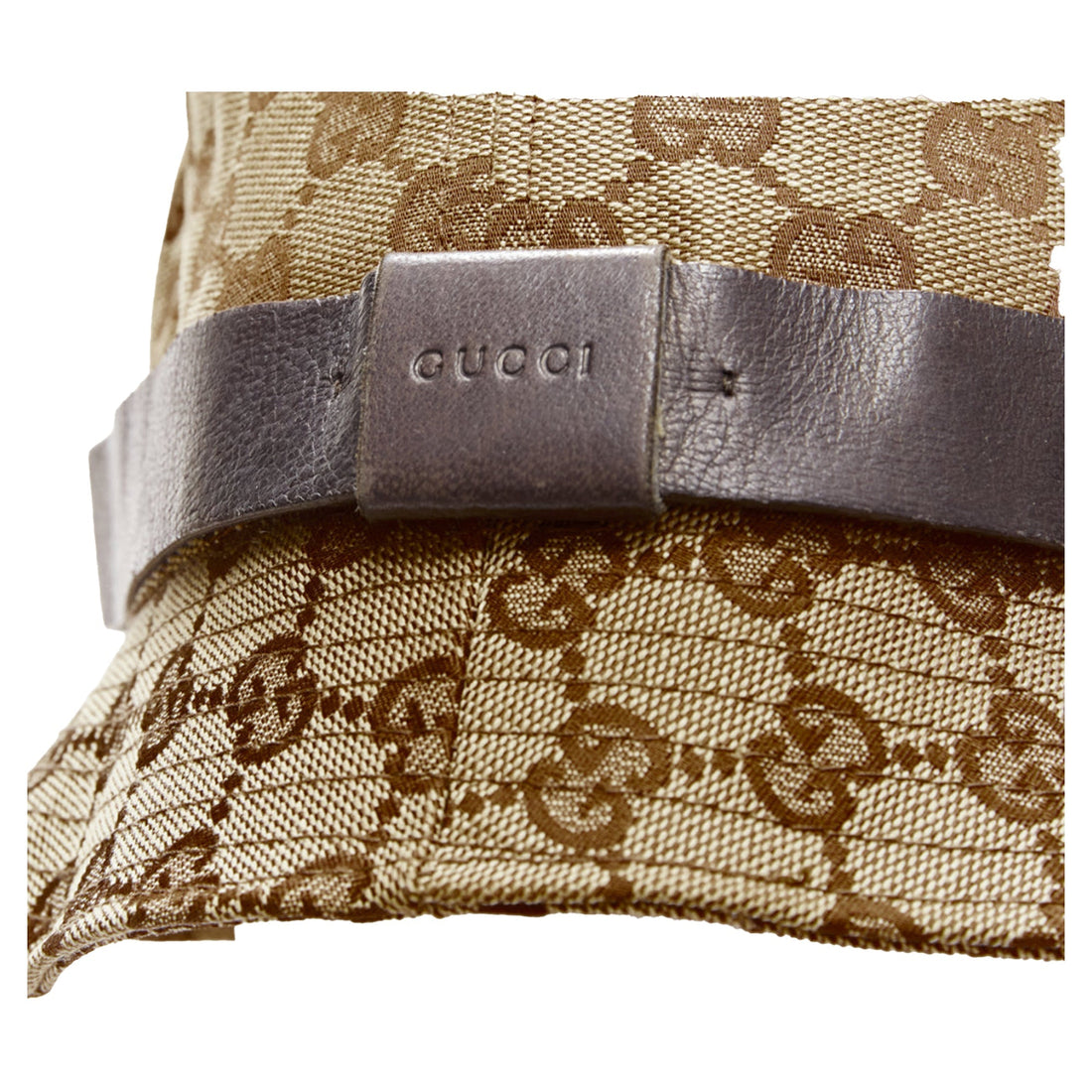 Gucci GG monogram leather trim bucket hat