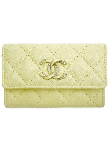 CC Logo Diamond Card Wallet  Yellow Chanel