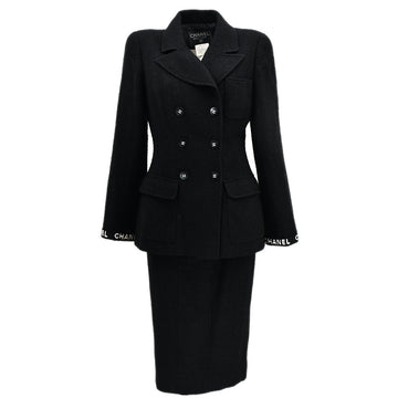 Chanel Setup Suit Jacket Skirt Black 95A #38