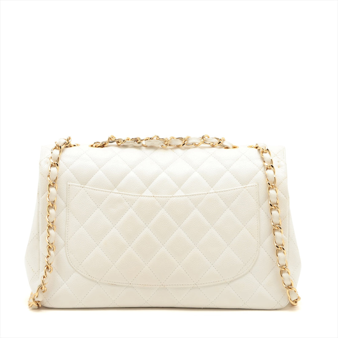 Chanel DECAMATRASE Caviar S Single Flap Double Chain Bag White Gold  11th