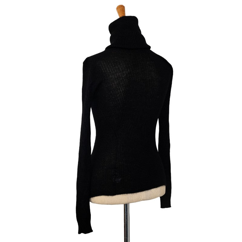 Chanel Cocono mark Nits Tartar Neck sweaters Black Casimir Silk Ladies Chanel