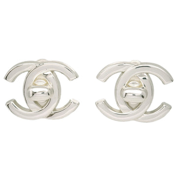 Chanel CC Turnlock Earrings Clip-On Silver Large 96A