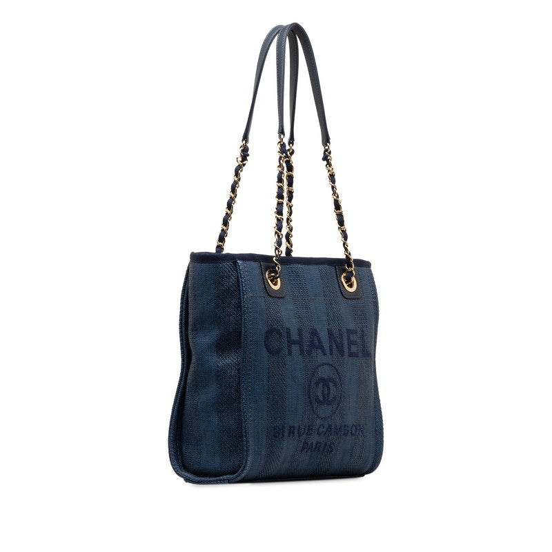 Top Quality Chanel Dolphin PM Shoulder Bag Navy Raffia Leather  Chanel