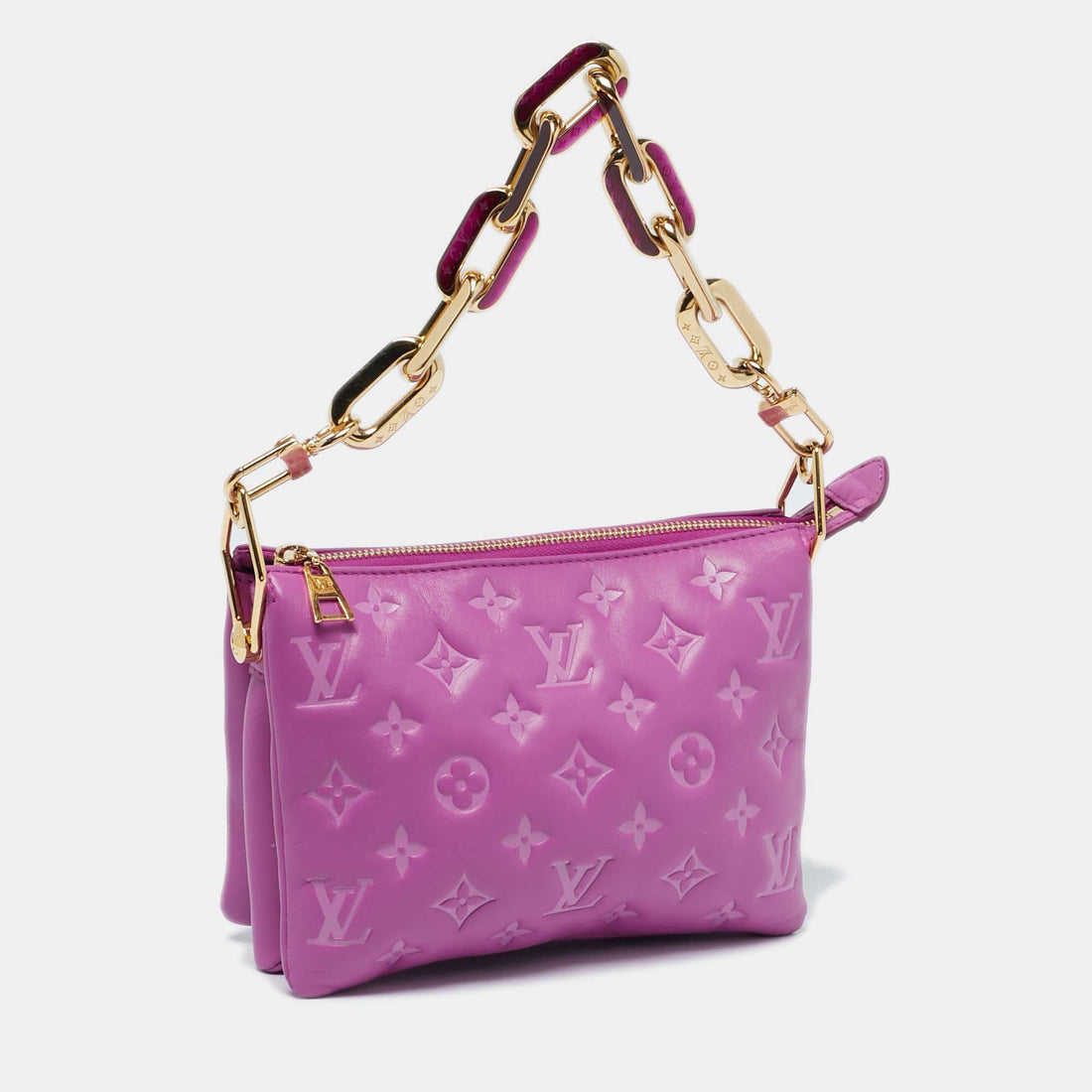 Louis Vuitton Orchid Monogram Embossed Puffy Leather Coussin Bb Bag