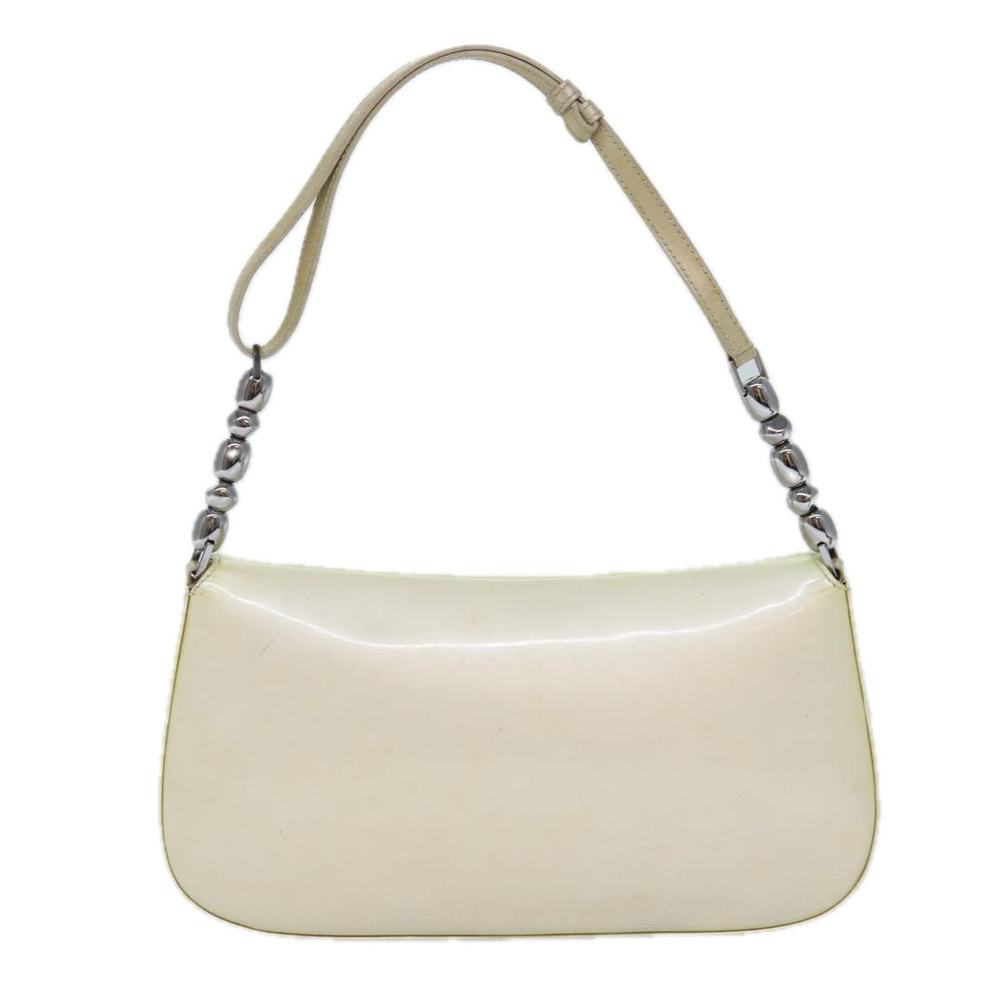 CHRISTIAN Top quality Dior Shoulder Bag Enamel White Auth 86173