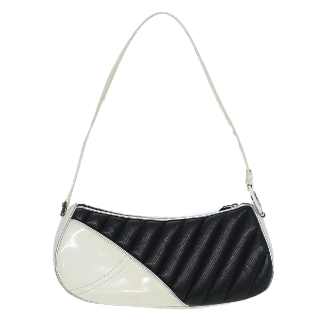 CHRISTIAN Top quality Dior Montagne Trailer Shoulder Bag Leather Black Silver Auth 86594