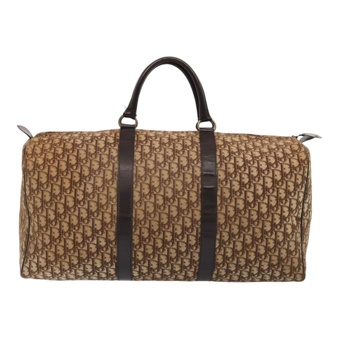 CHRISTIAN Top quality Dior Trotter Canvas Boston Bag Beige Auth 87653