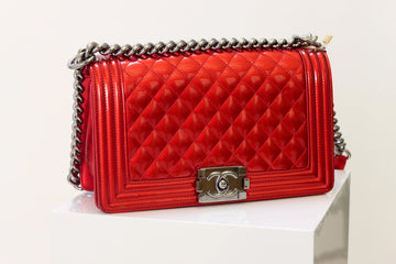 Top Quality Chanel Boy Flap Bag Quilted  New Medium Red B11-28
