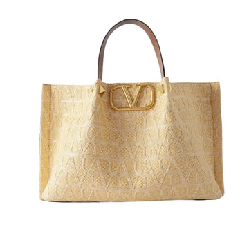 VO GARAVANI VLOGO EMBROIDERED RAFFIA TOTE BEIGE 35CM