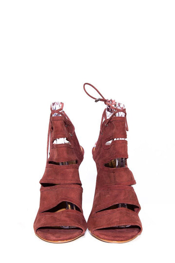 Aquazzura Burgundy Suede Heels SZ 38