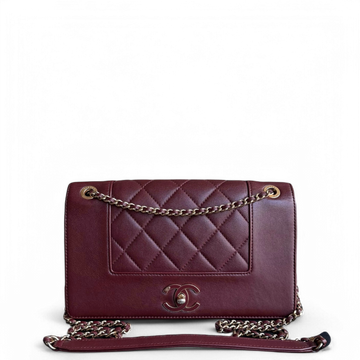 Chanel Mademoiselle Seasonal Flap - 25CM Quilted Lambskin Burgundy Gold Hardware Series 21
