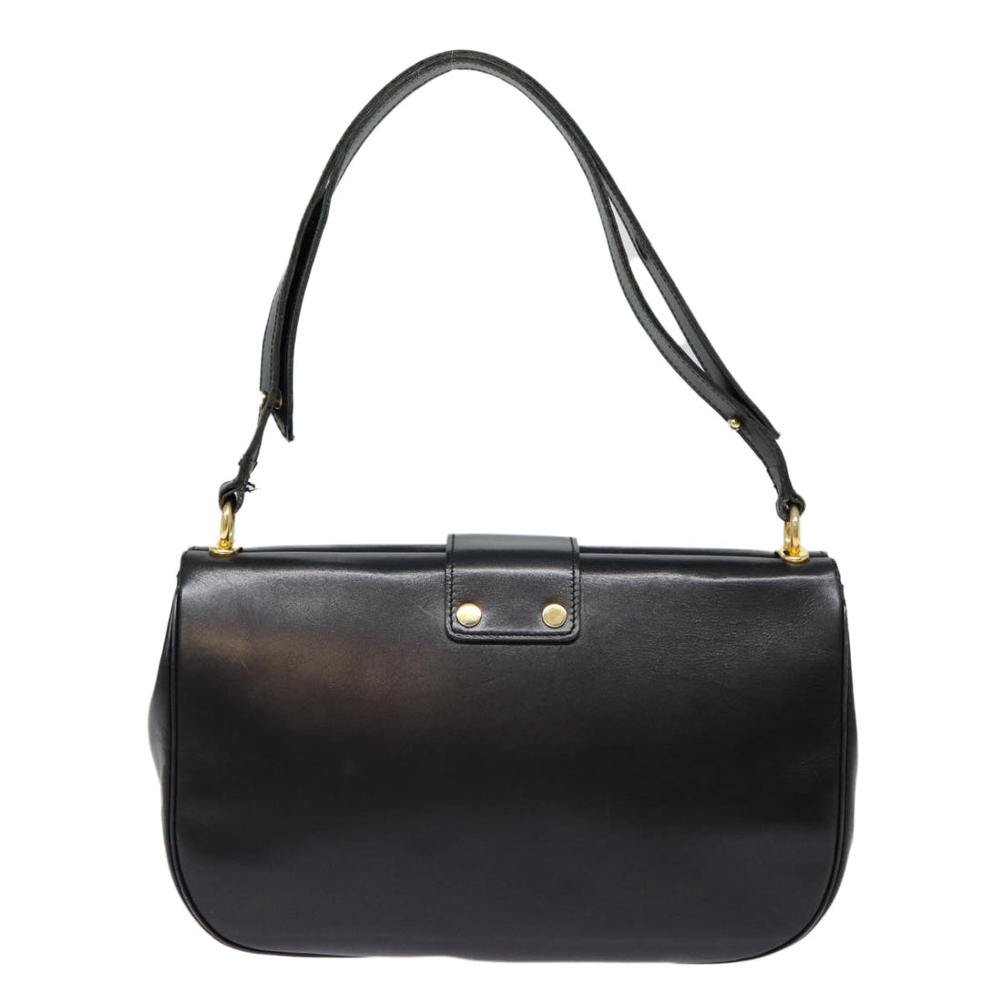 CHRISTIAN Top quality Dior Shoulder Bag Leather Black Gold Auth 88138