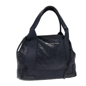 Balenciaga Navy Cabas XS Hand Bag Leather 2way Navy Silver 390346 Auth 88514
