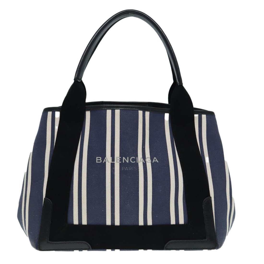 Balenciaga Navy Cabas M Hand Bag Canvas Blue Silver 339933 Auth 88567
