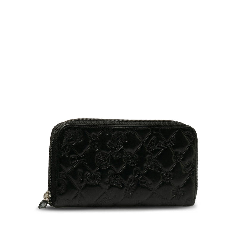 Top Quality Chanel Matrases Icon ymbol Charm Round Fashner Long Wallet Black Leather  CHANEL