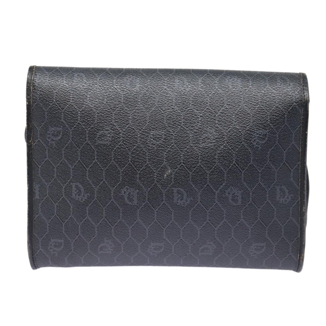 CHRISTIAN Top quality Dior Honeycomb Canvas Shoulder Bag PVC Leather Black Gold Auth 88625