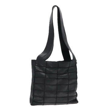 Chanel Choco Bar Shoulder Bag Lamb Skin Black CC Auth