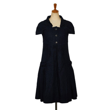 Chanel Coco Button Fresh One Earrings French Sleep Half-Sleep Size 34 P40451V23055 Navy Yolan Cotton  CHANEL