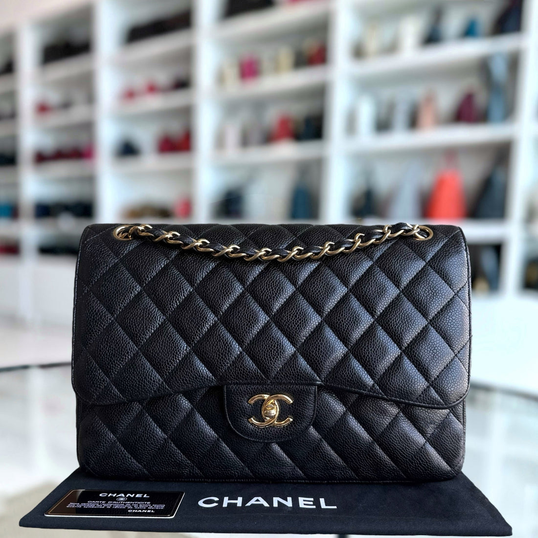 Chanel Classic Flap Jumbo - Togo/epsom/caviar/clemence/callfskin/cowhide/lambskin Double Flap 30CM Quilted Black Gold Hardware Series 15