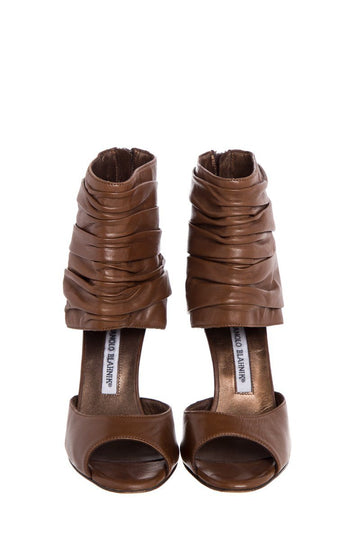 Manolo Blahnik Brown Leather Heels SZ 36.5