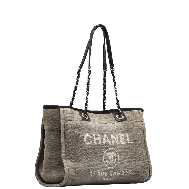 Chanel DOVILLE MEDIUM Tote MM SHOLDER BAG TORTE BAG GREY BLACK CANVES LEADER LADY  Chanel CHANEL