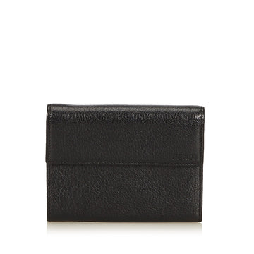 Fendi Black Others Leather Tri-fold  Wallet Italy