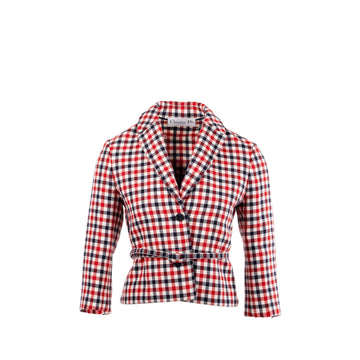 Top quality Dior size 34 Plaid Patterns jacket virgin wool Red/multicolour
