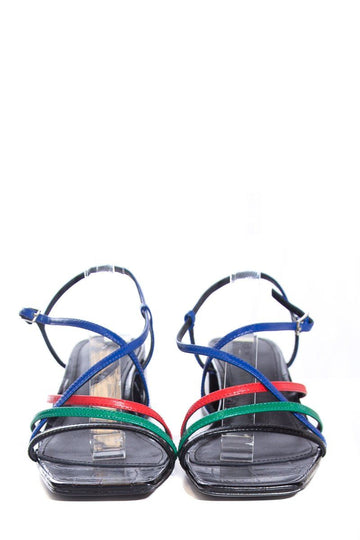 Sigerson Morrison Black and Multicolor Sandals SZ 37.5