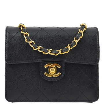 Chanel Black Caviar Mini Classic Square Flap Shoulder Bag 17