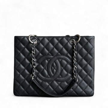 Chanel GST Grand Shopping Tote - Togo/epsom/caviar/clemence/callfskin/cowhide/lambskin Quilted Black Silver Hardware Series 12