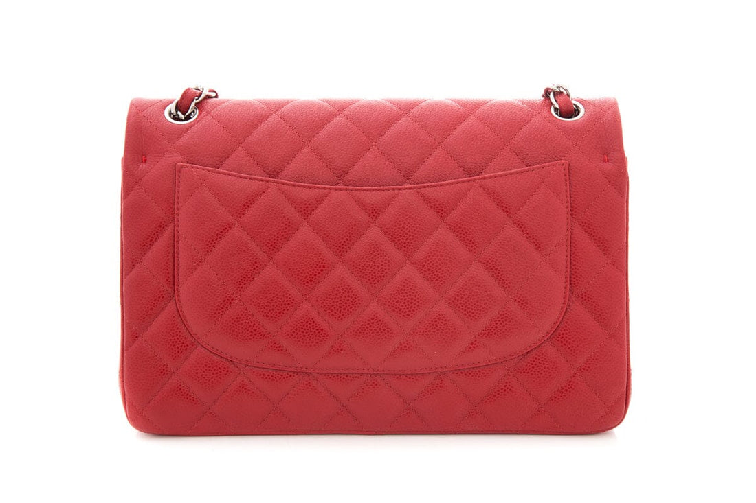Chanel Red  Jumbo Caviar Double Flap Handbag