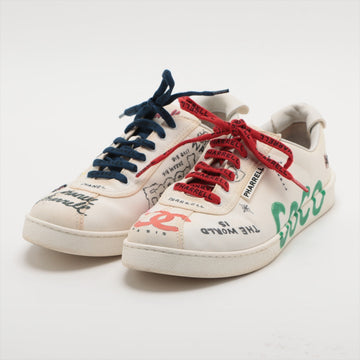 Chanel Coco Canvas  Leather Trainers 44 Men White G34878