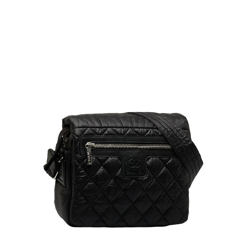 Top Quality Chanel Coconut Mattress mall Messenger Slipper Shoulder Bag A48616 Black Nylon  CHANEL