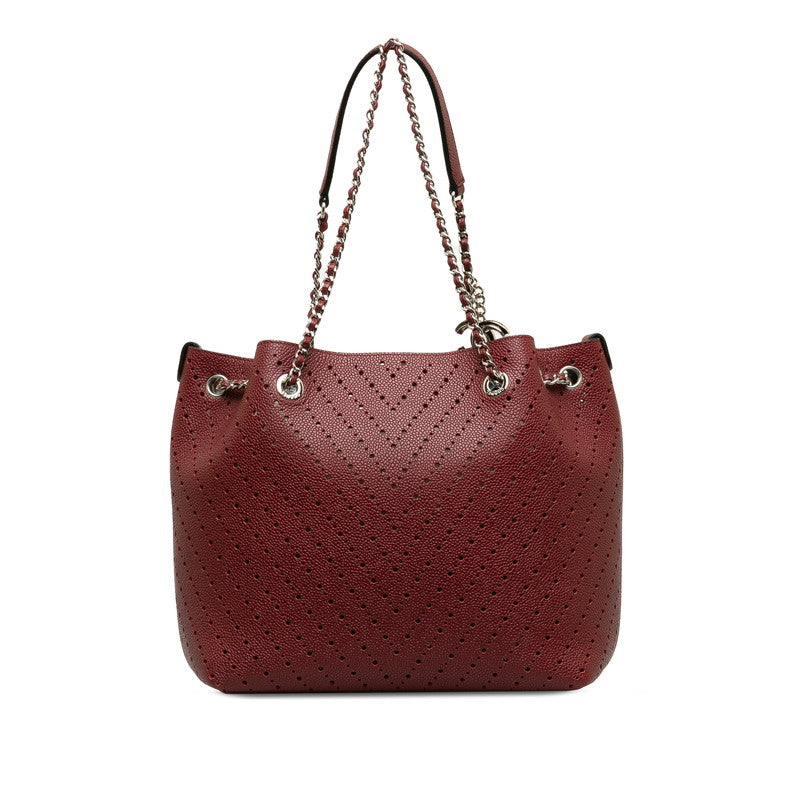 Chanel Cocono mark V  Chain houlder Bag Wine Red Leather Lady Chanel
