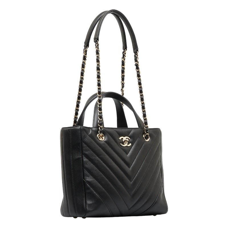 Top Quality Chanel Chevron V tick Handbags Shoulder Bag 2WAY Black Leather  CHANEL
