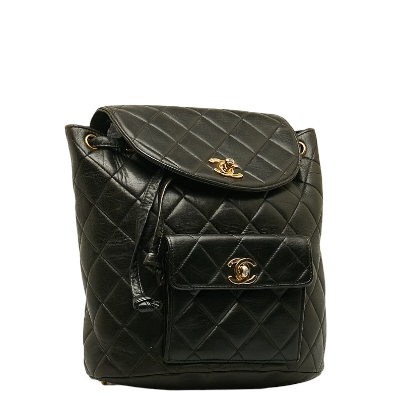 Chanel  Backpack in Lambskin Leather Black Quilted