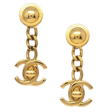 Chanel Dangle Turnlock Earrings Clip-On Gold 96A