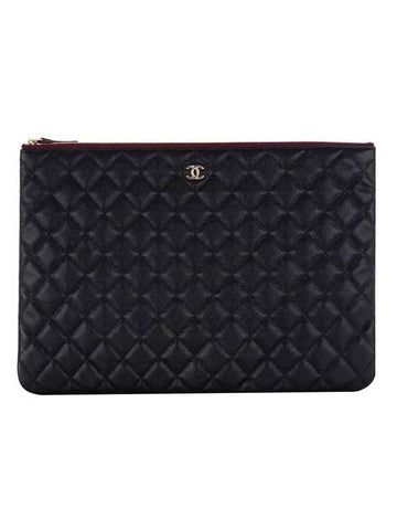 Large Classic Pouch Grained CalBNkin Gold Black Chanel