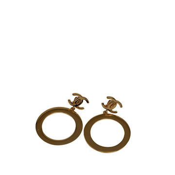 Chanel  Oval Logo Earrings Gold