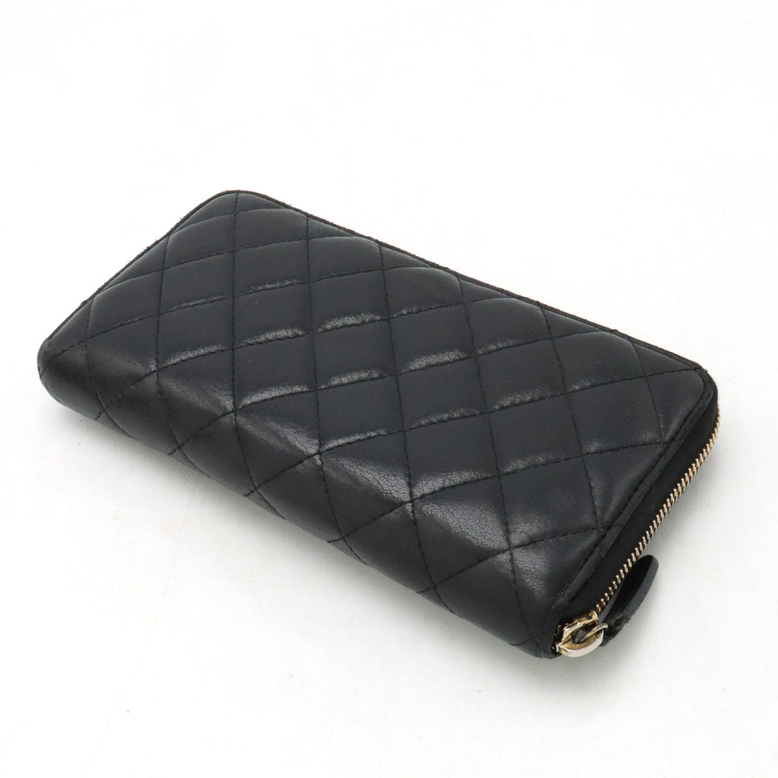Chanel MATRACE COCOno mark ROUNDFASNER Long Wallet Leather Black Black Gold  A50097
