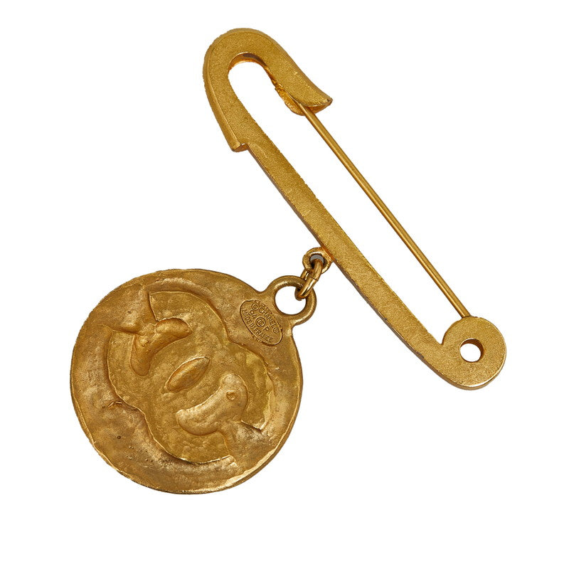 Chanel  Logo Coco Mark Coin Brooch Gold Plated