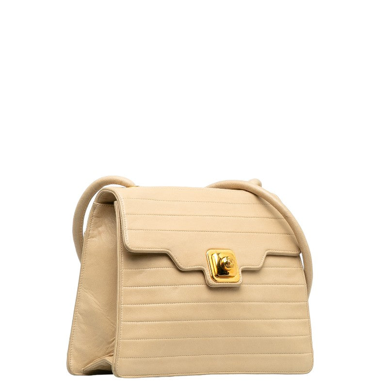 Chanel  Flap Shoulder Bag Lambskin Beige Ladies