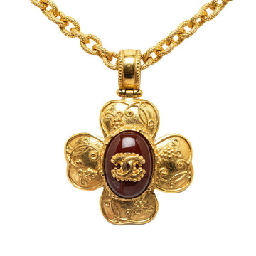 Chanel  Gripoix Coco Mark Flower Necklace Gold Plated