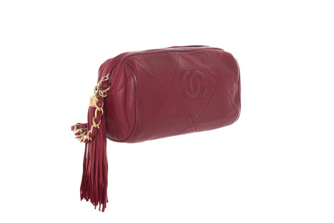 Chanel  Red Leather Crossbody Handbag