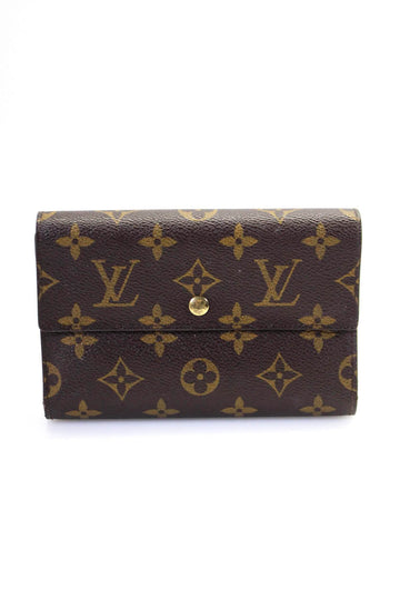 Louis Vuitton Womens Monogram Canvas Etui Papier Folded Snap Button Wallet Brown