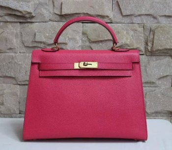 Hermes Kelly 32cm Leather Leather Handbag Rose Gold