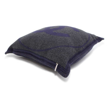 CHANEL Logo/Circle Double Face Cushion Gray/Navy Wool 90% Cashmere10%